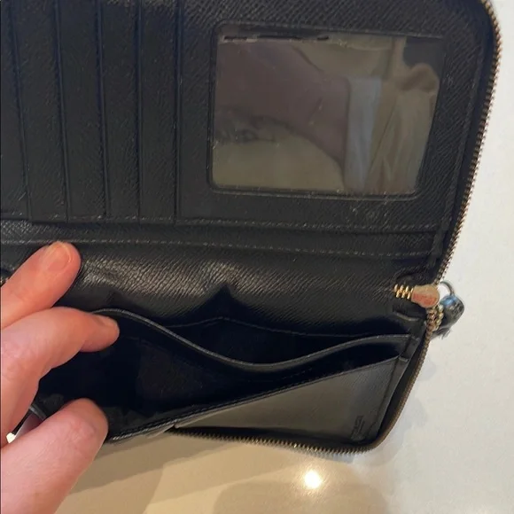 Coach Leather Wristlet Long Wallet, Front Phone Pouch, Zip Around, Black - Picture 9 of 14